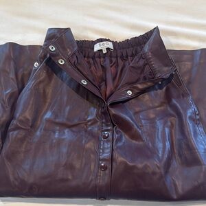 SEA New York Burgundy Leather Snap Button skirt